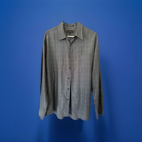 PERRY ELLIS PORTFOLIO DRESS SHIRT- BLACK/BLUE STRIPE SIZE XL NEW!! - Picture 1 of 3